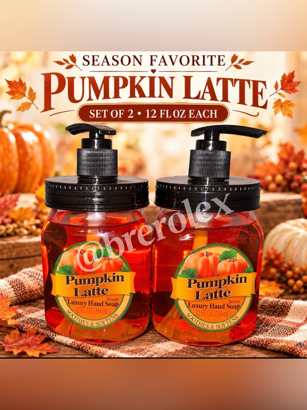 Rejoice International Pumpkin Latte Luxury Hand Soap Set of 2 | 12 fl oz Each